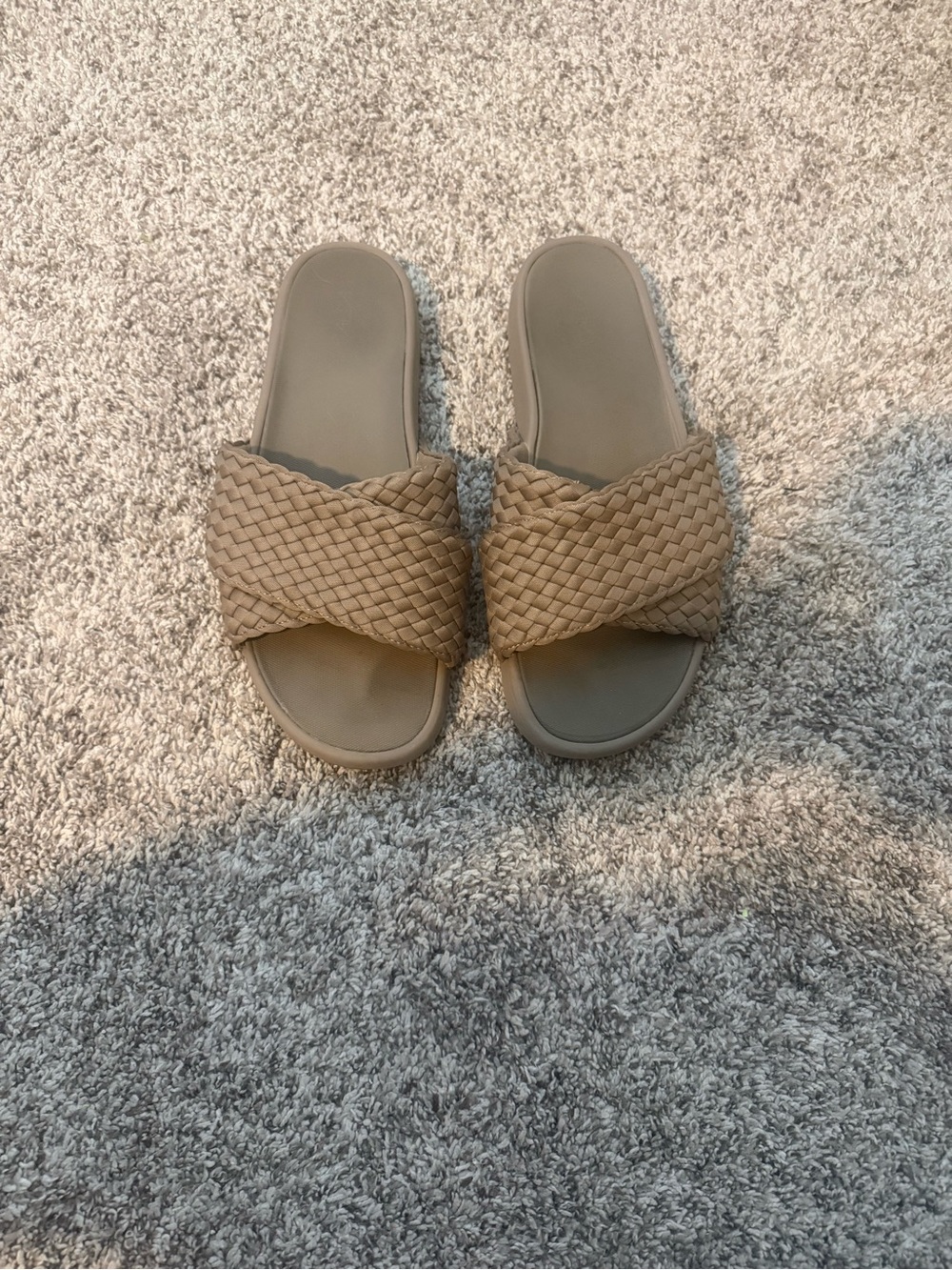 CALIA Woven Slide Sandals in Taupe - Size 11